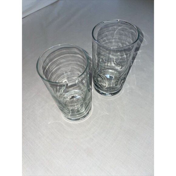 Crisa Libbey Impressions Clear Glass Tumblers Sz  3” Wide 6” Tall Set Of 2 16 Oz - Picture 10 of 12